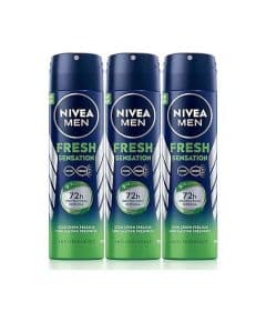 Nivea Men Fresh Sensation Спрей-дезодорант 150 мл X3,72 часа антиперспирантной защиты, длительная свежесть.