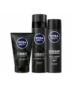 Nivea Men Deep Dimension Мужской набор по уходу за собой, дезодорант 150 мл, бритва 200 мл и гель для лица и бороды.