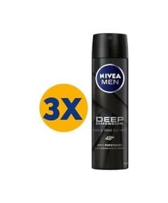 Nivea Men Глубокое Измерение Активированный Уголь 150 мл 3 Штуки Дезодорант в Спрее