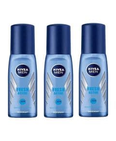 Nivea Men Fresh Active Дезодорант-спрей для мужчин в банке с помпой 75 мл, 3 штуки