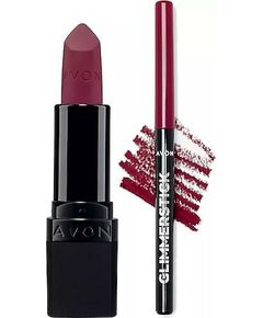 Матовая помада Avon Ultra Mat Berry Blast и карандаш для губ Glimmerstick Chery Jubilee Пакет