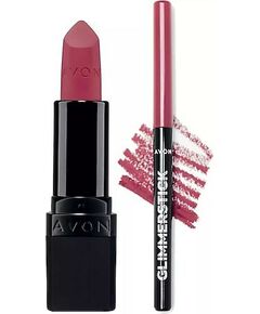 AVON Ultra Mat губная помада Mauve Matters и карандаш для губ Glimmerstick Pink Bouquet комплект