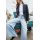 Zara Блейзер в полоску с накладными плечами , Цвет: Синий, Размер: XS