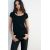 Zara Футболка из вискозы с круглым вырезом и очень короткими рукавами, Цвет: Черный, Размер: S, изображение 2