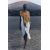 Zara Шарф из льняной смеси с характерной строчкой, Цвет: Коричневый, Размер: M