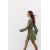 Zara Комбинезон с кройкой мини-платье с вырезом под горло, длинными рукавами на манжетах, вышивкой «выжигание» спереди, декоративными пуговицами спереди и широким эластичным поясом, Цвет: Зеленый, Размер: M, изображение 3