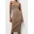 Zara Платье-бандо из рубчатого трикотажа , Цвет: Коричневый, Размер: M, изображение 2