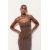 Zara Длинное платье из вращенного полиамида, Цвет: Коричневый, Размер: S, изображение 3
