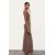 Zara Длинное платье из вращенного полиамида, Цвет: Коричневый, Размер: S, изображение 4