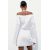 Zara Платье с открытыми плечами из габардиновой ткани, Цвет: Белый, Размер: XS, изображение 6