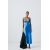 Zara Платье-миди из атласа с v-образным вырезом и тонкими лямками на шее и спине, Цвет: Синий, Размер: XS