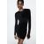 Zara Короткое полиамидное платье с круглым вырезом и длинными рукавами, Цвет: Черный, Размер: S, изображение 4