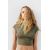 Zara Топ из смеси хлопка и модала, Цвет: Зеленый, Размер: S