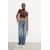 Zara Облегающий топ-бюстье из полиамида с круглым вырезом и короткими рукавами, Цвет: Коричневый, Размер: S