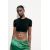 Zara Облегающий топ-короткий топ из полиамида с круглым вырезом и короткими рукавами, Цвет: Черный, Размер: S, изображение 3