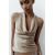 Zara Топ-холтер из атласа с завязкой, Цвет: Жёлтый, Размер: XS, изображение 2
