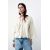 Zara Топ с вырезом в форме v и длинными рукавами с отворотами. перевод на русский: топ с отделкой каймой , Цвет: Бежевый, Размер: XS, изображение 2