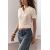 Zara Трикотажная плановая майка с воротником от поло и короткими рукавами, Цвет: Бежевый, Размер: S, изображение 2