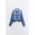 Zara Рубашка в стиле деним с укороченным кроем , Цвет: Синий, Размер: XS, изображение 3