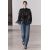 Zara Короткая кожаная накидка с бахромой, Цвет: Черный, Размер: XS-S