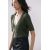 Zara Футболка с v-образным вырезом из текстиля 100% вискоза, Цвет: Зеленый, Размер: S, изображение 5