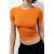 Zara Футболка с облегающим кроем, круглым вырезом и короткими рукавами, Цвет: Оранжевый, Размер: S, изображение 4