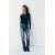Zara Полупрозрачная футболка с лодочным вырезом и длинными рукавами, Цвет: Синий, Размер: S