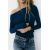 Zara Полупрозрачная футболка с лодочным вырезом и длинными рукавами, Цвет: Синий, Размер: S, изображение 2