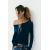 Zara Полупрозрачная футболка с лодочным вырезом и длинными рукавами, Цвет: Синий, Размер: S, изображение 3