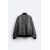 Zara Куртка "бомбер" из кожи с эффектом старения, Цвет: Черный, Размер: L-XL (US L-XL), изображение 7