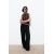Zara Широкие длинные брюки с высокой талией, имеющие регулируемый эластичный пояс с шнурками, Цвет: Черный, Размер: XXL
