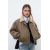 Zara Утепленная куртка бомбер из вощеной ткани с контрастным воротником , Цвет: Коричневый, Размер: S