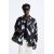 Zara Оверштан с эффектом складок и принтом , Цвет: Черный, Размер: M (US M)