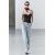 Zara Джинсы с высокой талией из коллекции zw collection с широкими брючинами и стразами , Цвет: Синий, Размер: 34