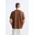 Zara Футболка из льна и хлопка с рукавами и круглым вырезом, Цвет: Красный, Размер: S (US S), изображение 3