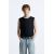 Zara Майка из неровной текстурированной хлопковой ткани, Цвет: Черный, Размер: M (US M), изображение 2