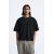 Zara Укороченная футболка свободного кроя с разделителем, Цвет: Черный, Размер: L (US L), изображение 2