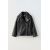 Zara Куртка из искусственной кожи с отложным воротником и длинными рукавами, Цвет: Черный, Размер: 6-7 лет (120 см)