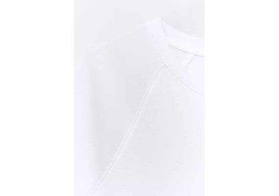 Zara Футболка из 100% хлопка, Цвет: Белый, Размер: XS, изображение 4