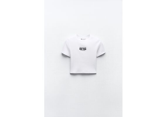 Zara Футболка с круглым вырезом и короткими рукавами, Цвет: Белый, Размер: S, изображение 6