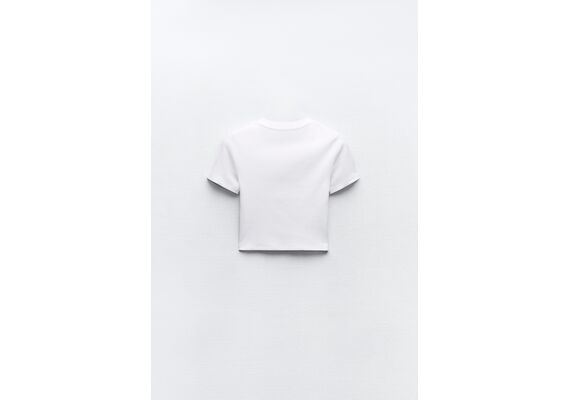 Zara Футболка с круглым вырезом и короткими рукавами, Цвет: Белый, Размер: S, изображение 7