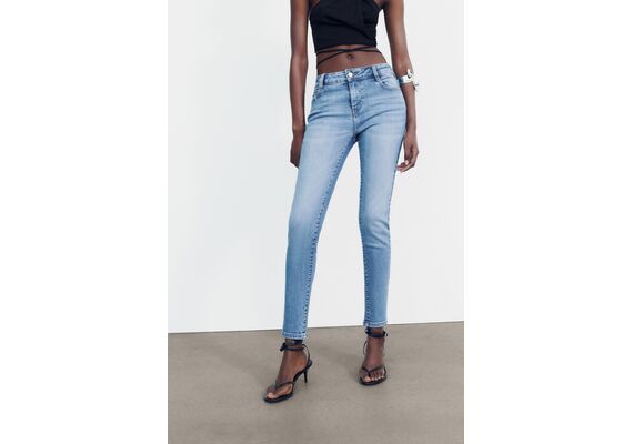 Zara   z1975 skinny mid-rise basic jeans , Цвет: Синий, Размер: 34, изображение 2