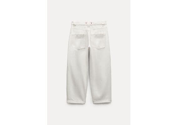 Zara Джинсы zw barrel cropped mid-rise , Цвет: Бежевый, Размер: 40, изображение 8