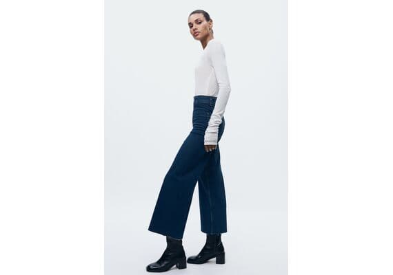 Zara Женские джинсы zw collection marine straight-leg high-waist , Цвет: Синий, Размер: 32, изображение 3