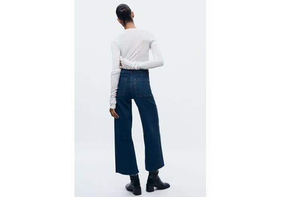 Zara Женские джинсы zw collection marine straight-leg high-waist , Цвет: Синий, Размер: 32, изображение 5