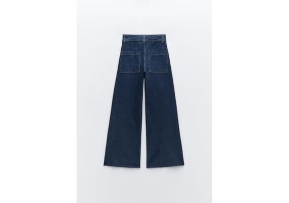 Zara Женские джинсы zw collection marine straight-leg high-waist , Цвет: Синий, Размер: 32, изображение 7