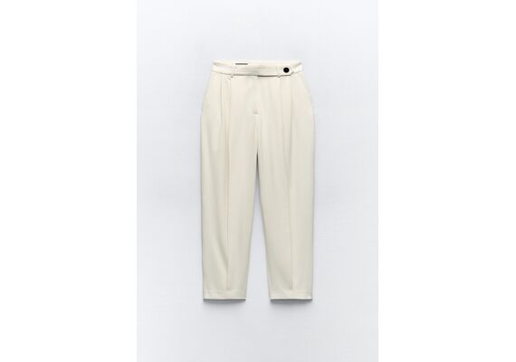 Zara   double darted carrot fit trousers , Цвет: Белый, Размер: S, изображение 3