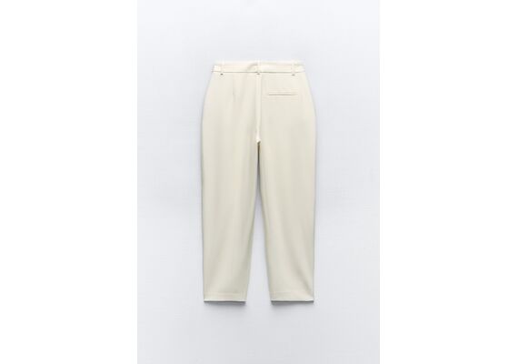 Zara   double darted carrot fit trousers , Цвет: Белый, Размер: S, изображение 4