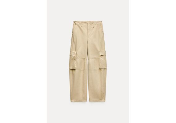 Zara Брюки коллекции zw collection cargo trousers , Цвет: Коричневый, Размер: XS, изображение 4