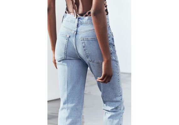 Zara Коллекция джинсов zw collection bootcut high-waist cropped , Цвет: Синий, Размер: 32, изображение 4